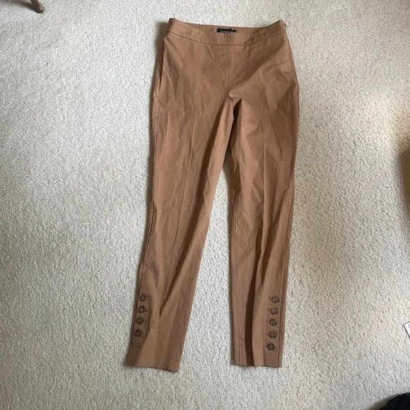 💕2 for $15💕 TALBOTS CHATHAM BUTTON-HEM ANKLE PANTS in Tan - Picture 3 of 7